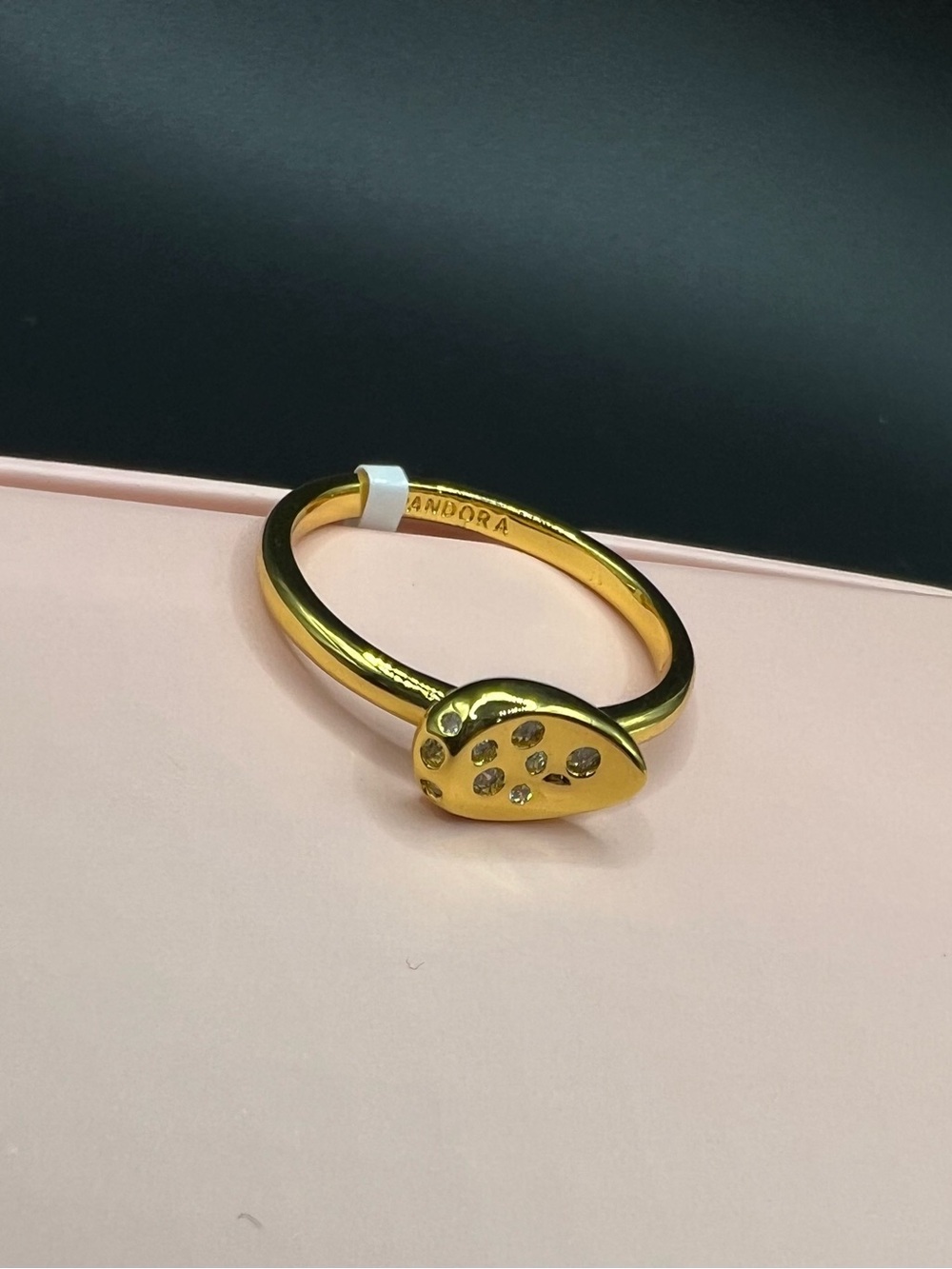 Small Stone-Set Oval Signet Ring, 14k gold plating, Size: 58/ 8.5